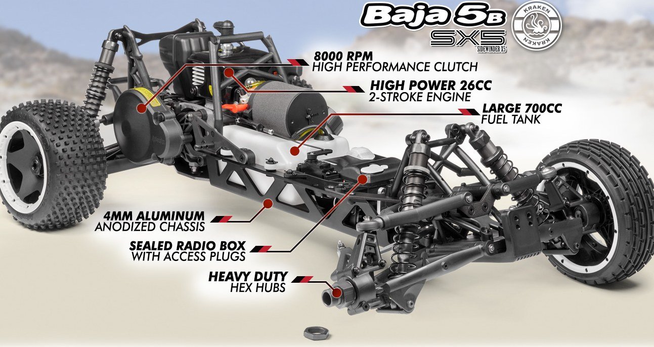 HPI BAJA KRAKEN SIDEWINDER X5 Радиоуправляемая машина на бензине Купить с  доставкой